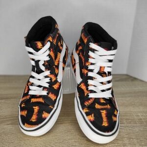 Vans Black and Orange High-Top Sneakers